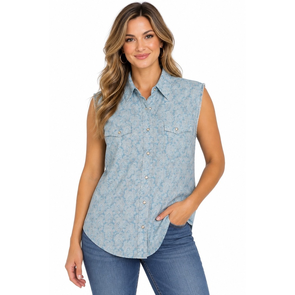 Wangler Wrancher Pearl Snap Paisley Western Shirt Size Large Country Cowgirl